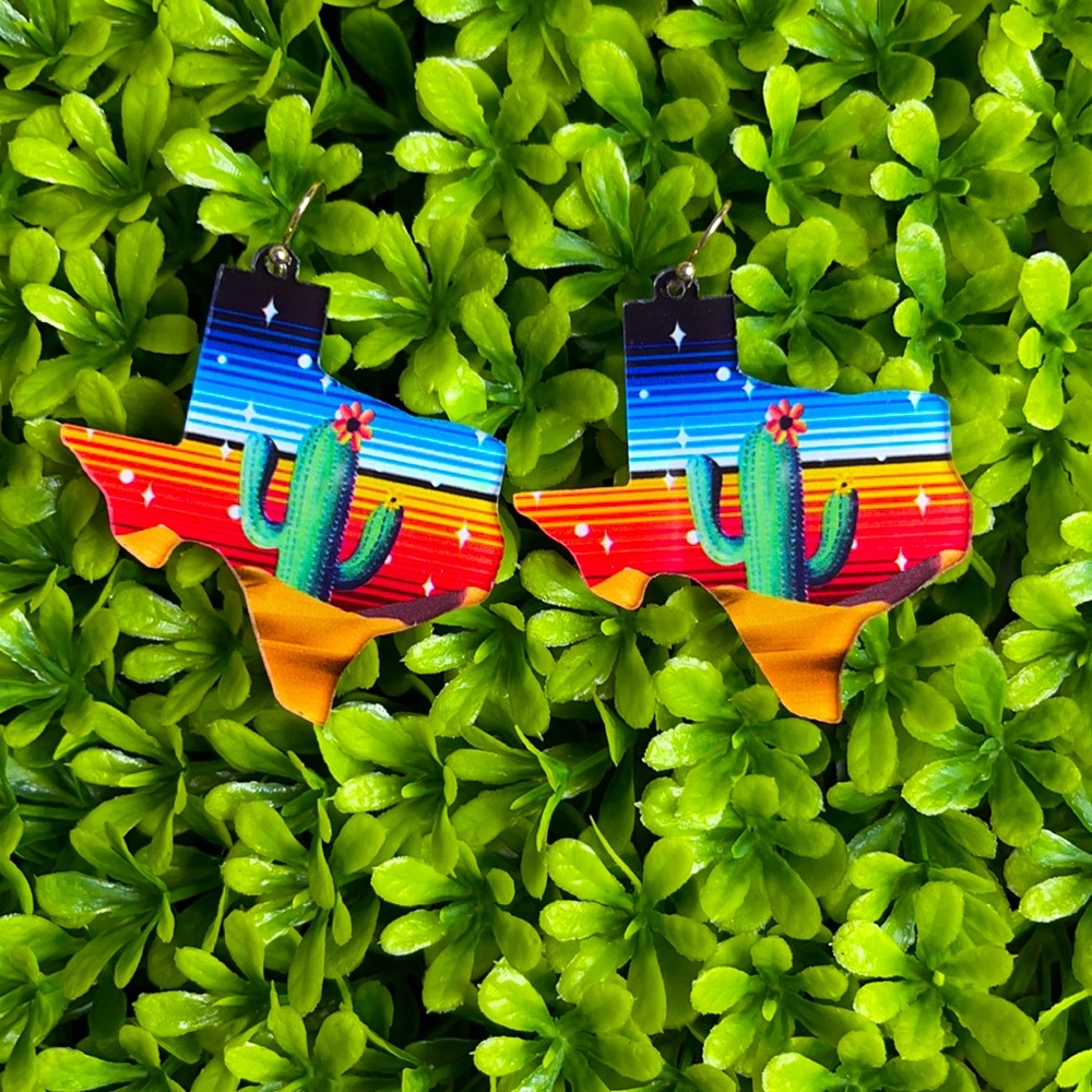 Texas Desert Cactus Western Earrings